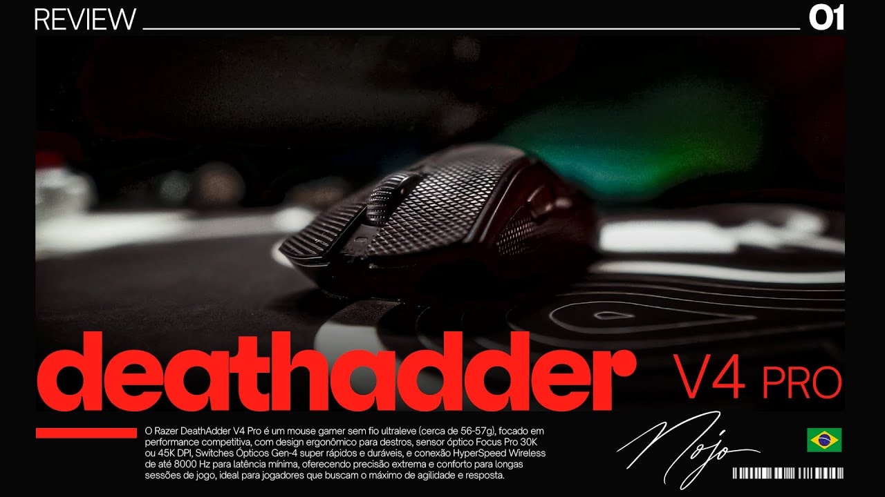 Thumbnail do vídeo sobre o Razer DeathAdder V4 Pro